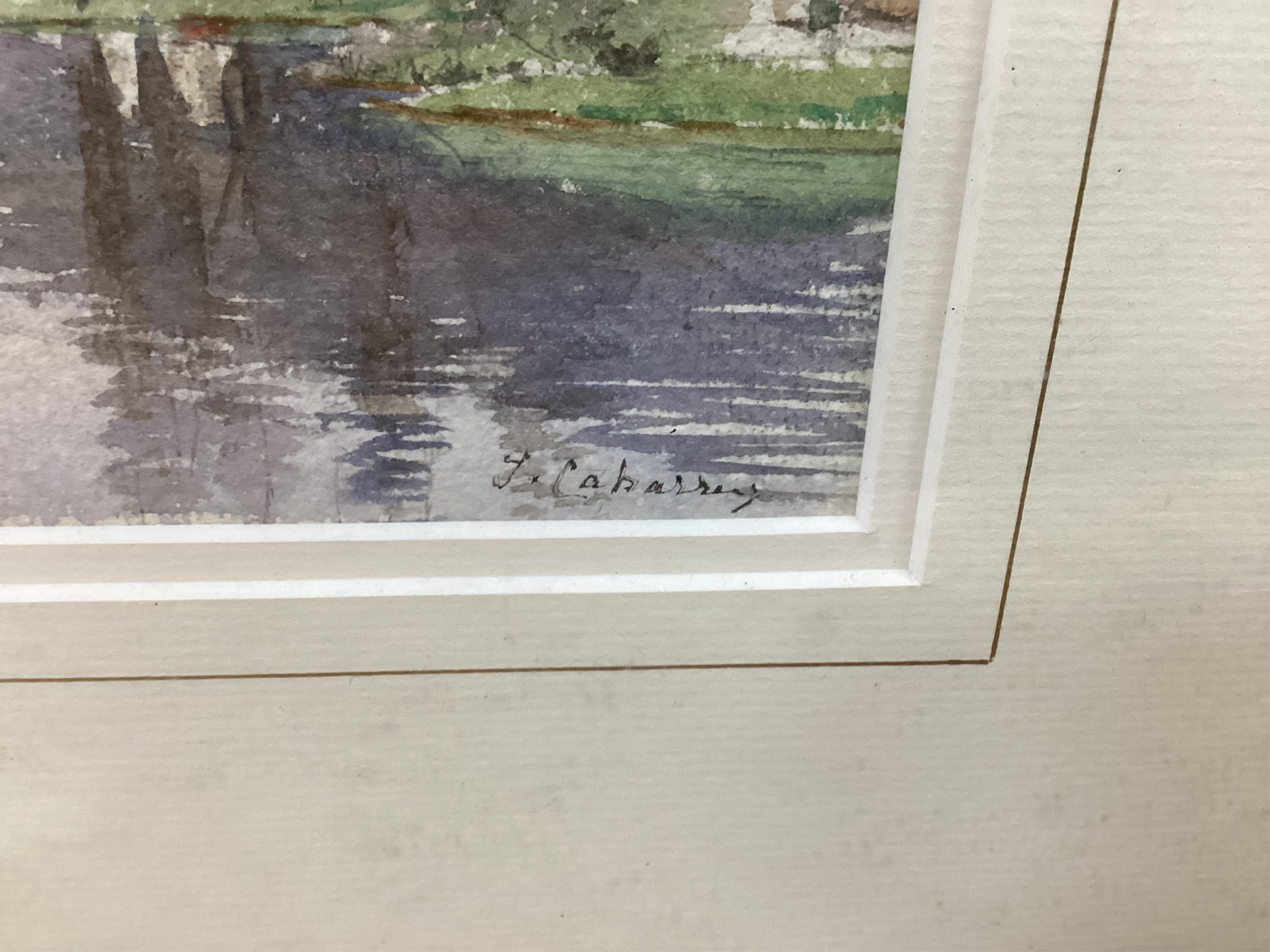 Jenika Cabarrus (b.1968), A river landscape, signed lower right, watercolour, 13 x 18cm